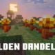 Dentes-de-leão dourados em campo no minecraft