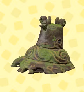 Uma estátua do guardião de The Legend of Zelda em ACNH.