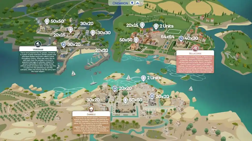 Mapa de Ondarion no The Sims 4