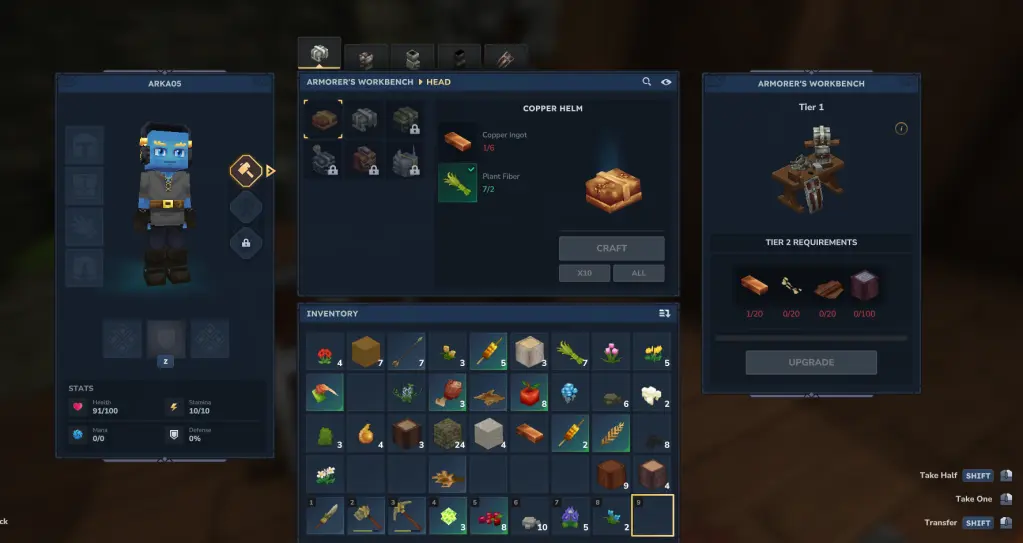 Bancada do Armeiro em Hytale