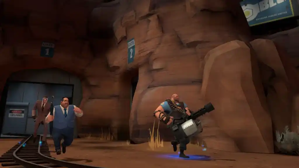 Um civil sendo escoltado em Team Fortress 2 classificado.