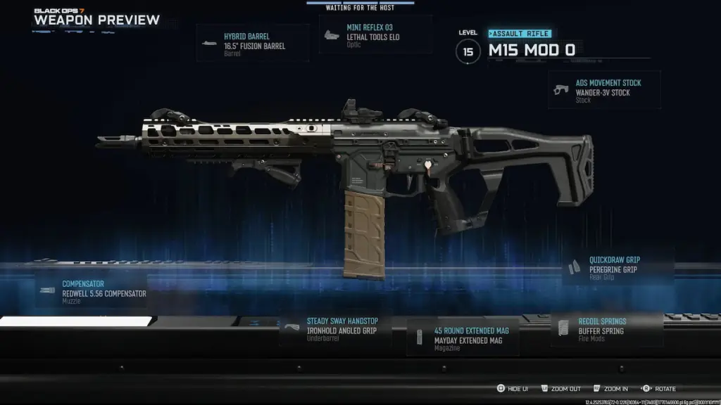 M15 Mod 0 Gunfighter construído no jogo classificado BO7