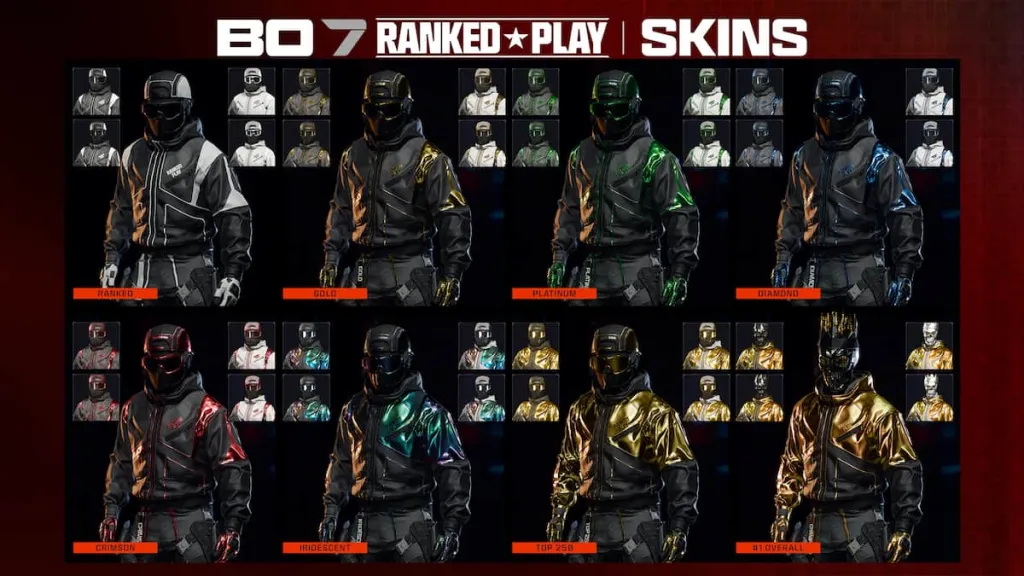Skins desbloqueáveis do Jogo Ranqueado BO7