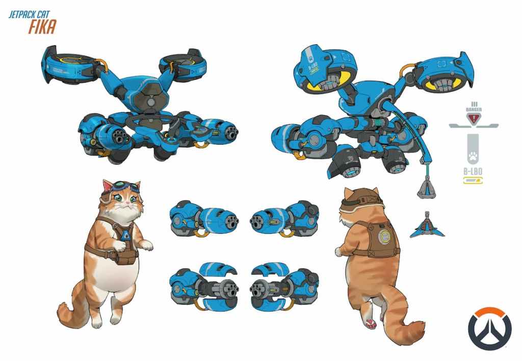 Arte conceitual do Jetpack Cat Fika Overwatch