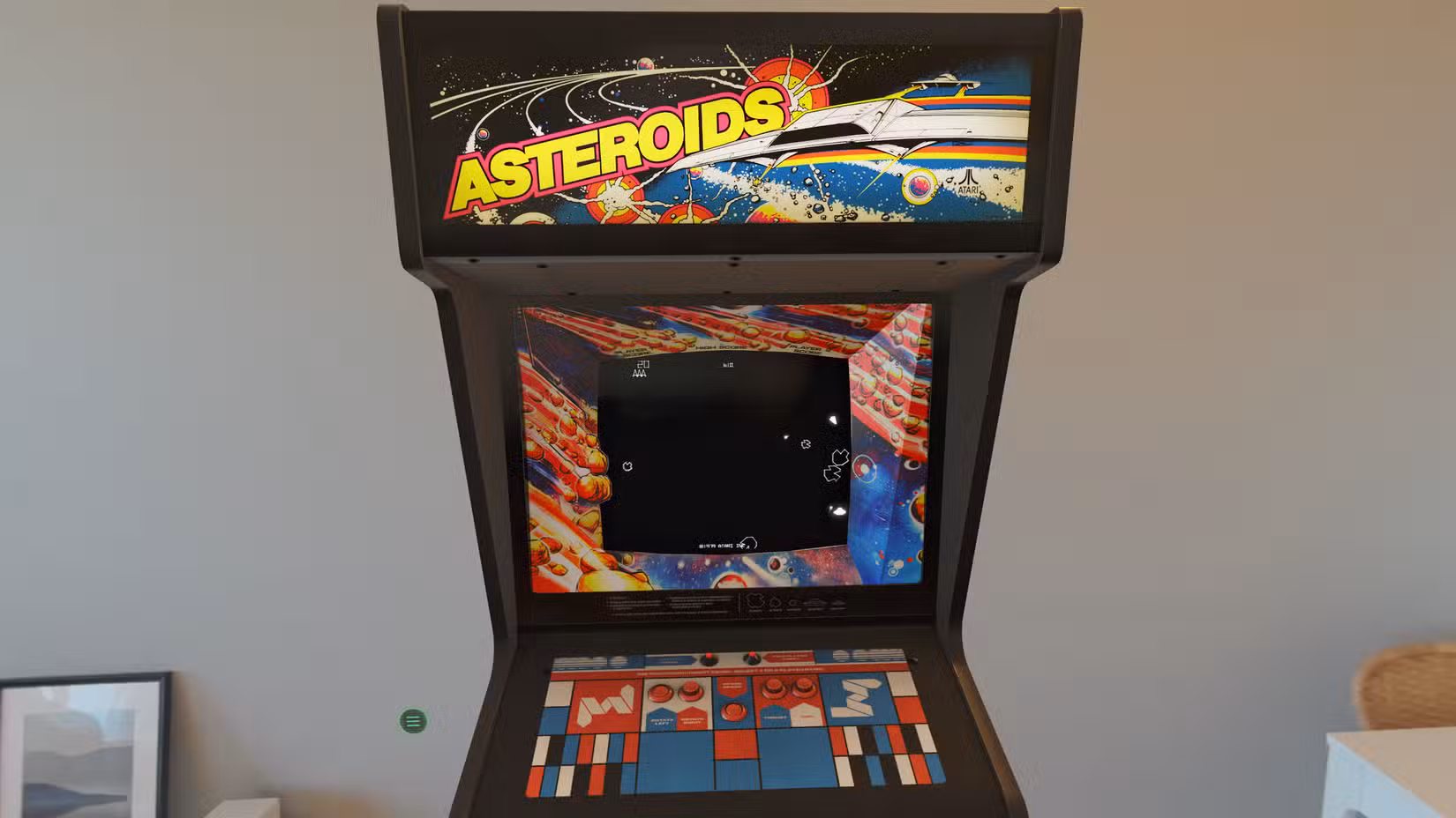 Um gabinete virtual de Asteroids aparece na vida real em Retrocade.