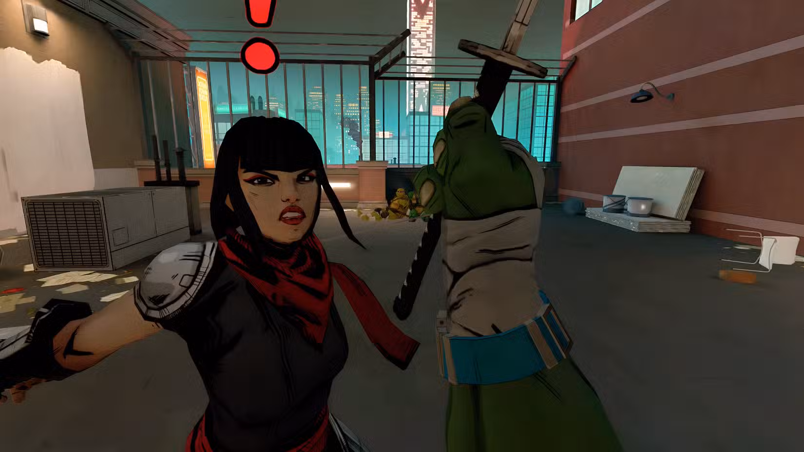 Karai das Tartarugas Ninja luta contra Leonardo
