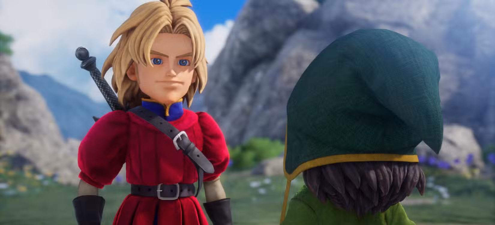 Kiefer fala com o herói de Dragon Quest 7 Reimagined.
