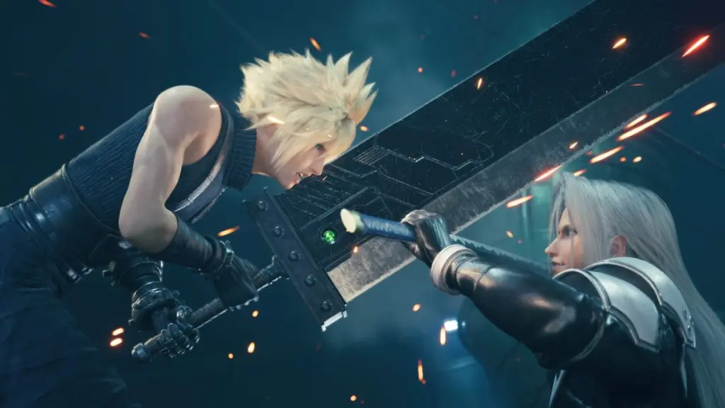 Final Fantasy 7 Remake Cloud lutando contra Sephiroth