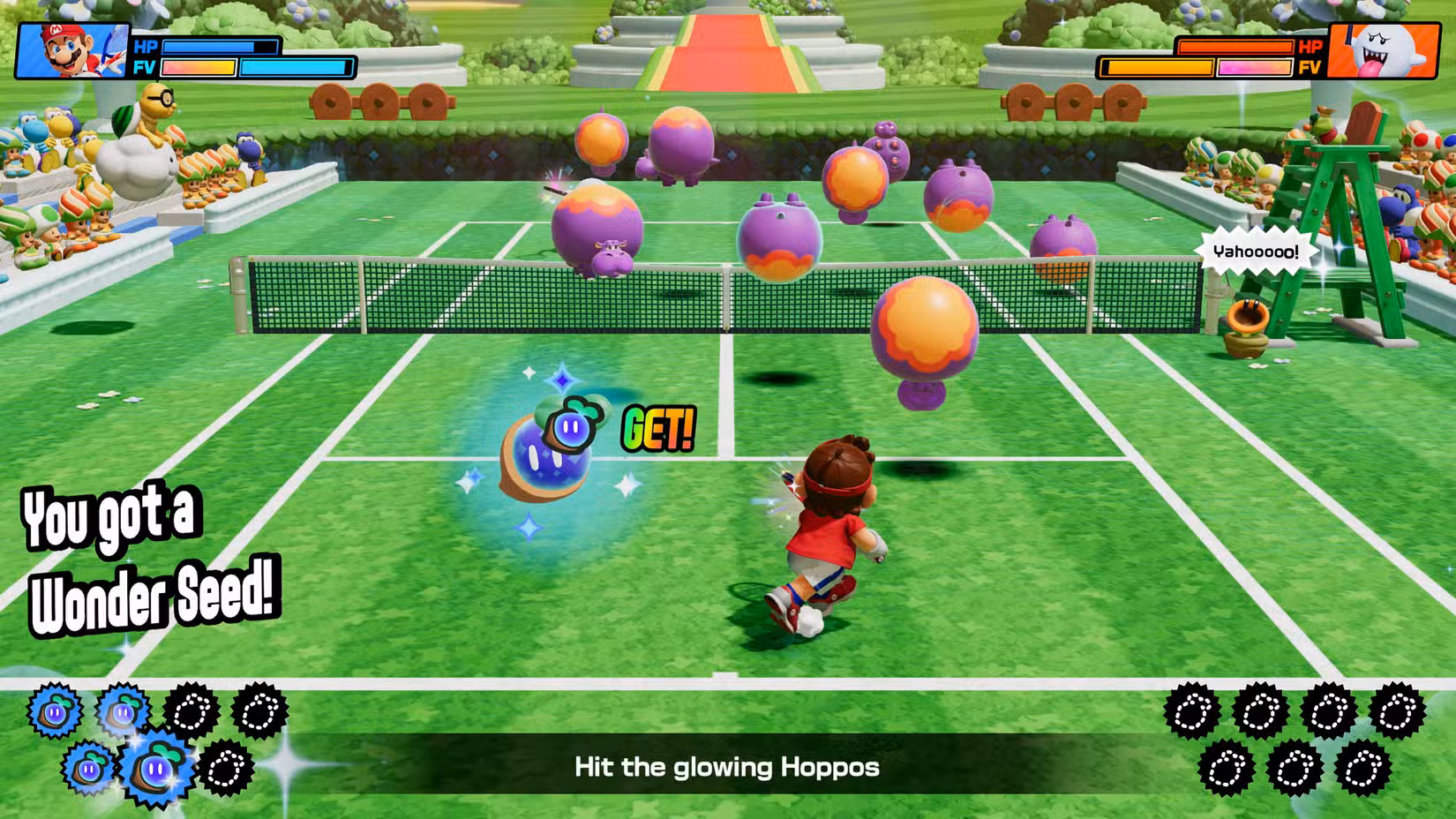 Hoppos de Super Mario Wonder saltam por toda a quadra em Mario Tennis Fever