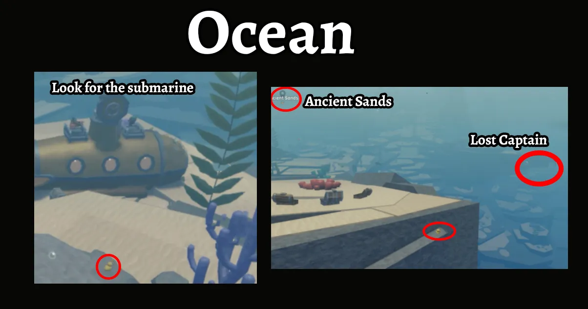 localizações de patos abissais no oceano