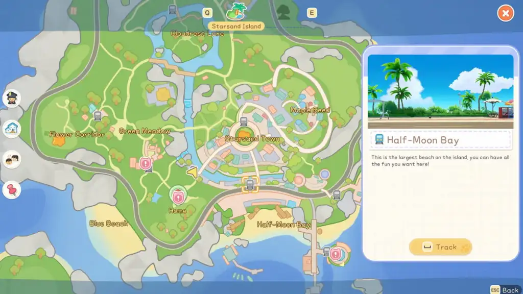 Estações de viagens rápidas no mapa na ilha starsand