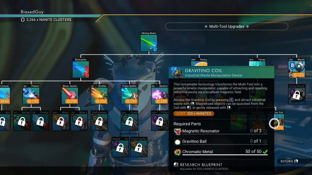 Bobina Gravitino em No Man's Sky