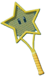 The Star Racket, uma raquete de tênis amarela com a cabeça em formato de estrela.