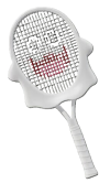 Uma raquete de tênis branca em forma de fantasma de Mario Tennis Fever.