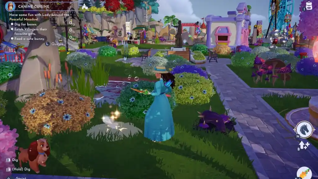 Desenterrando osso no Disney Dreamlight Valley