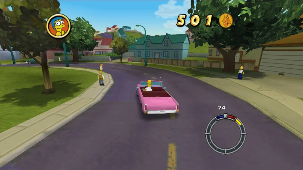 Homer dirigindo em Simpsons Hit & Run