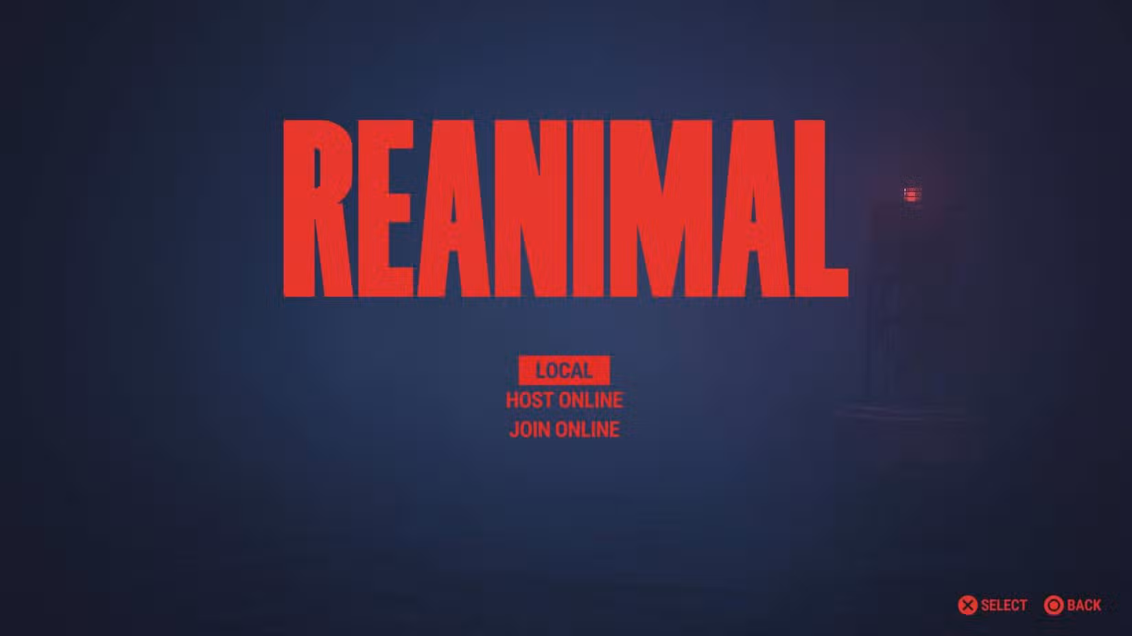 O menu exibido quando você seleciona o modo cooperativo no Reanimal.