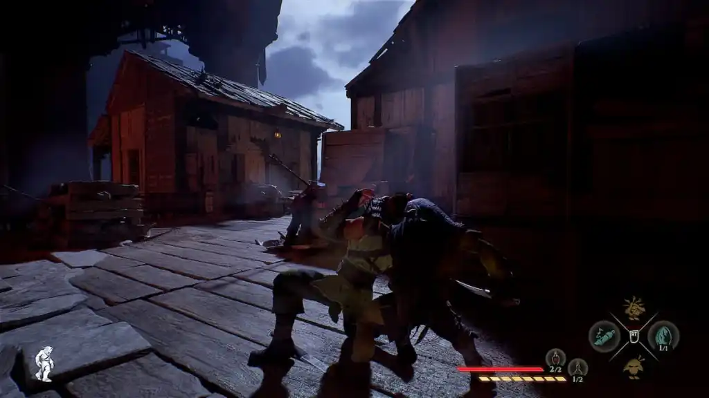 Styx assassinando inimigos silenciosamente em Styx: Blades of Greed.