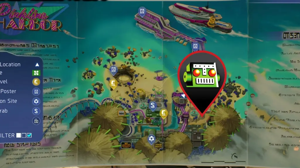 Localização do fornecedor Pinkline Harbor em High on Life 2