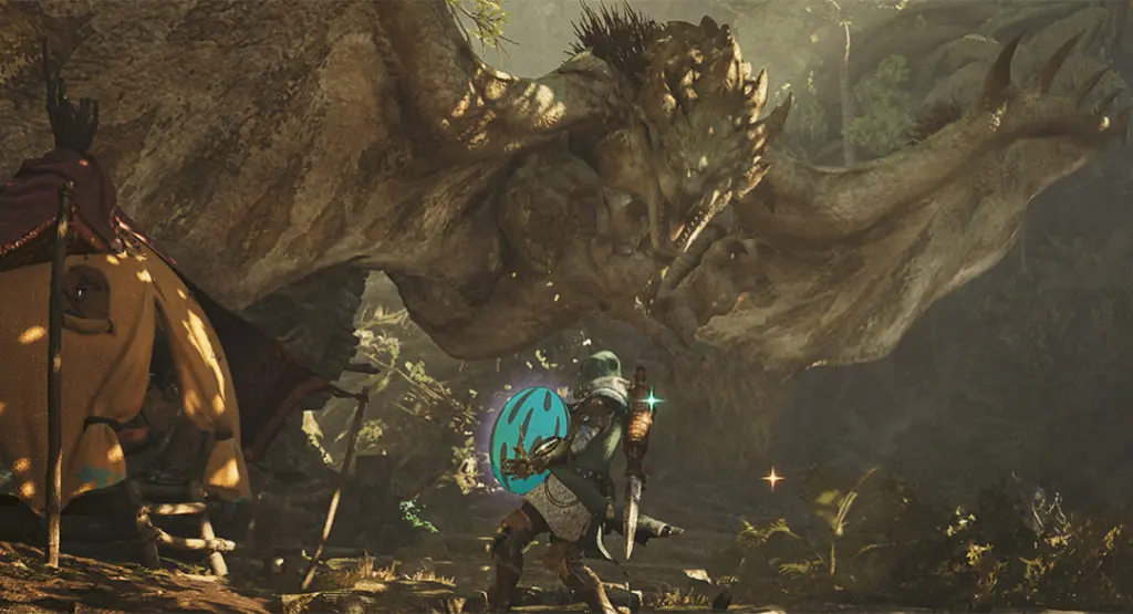 Roubando um ovo Monstie em Monster Hunter Wiilds