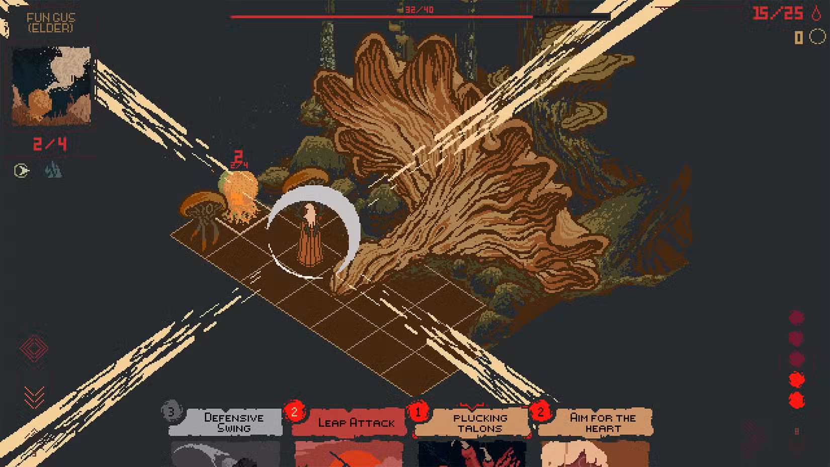 Ro luta contra um chefe fungo em Death Howl.