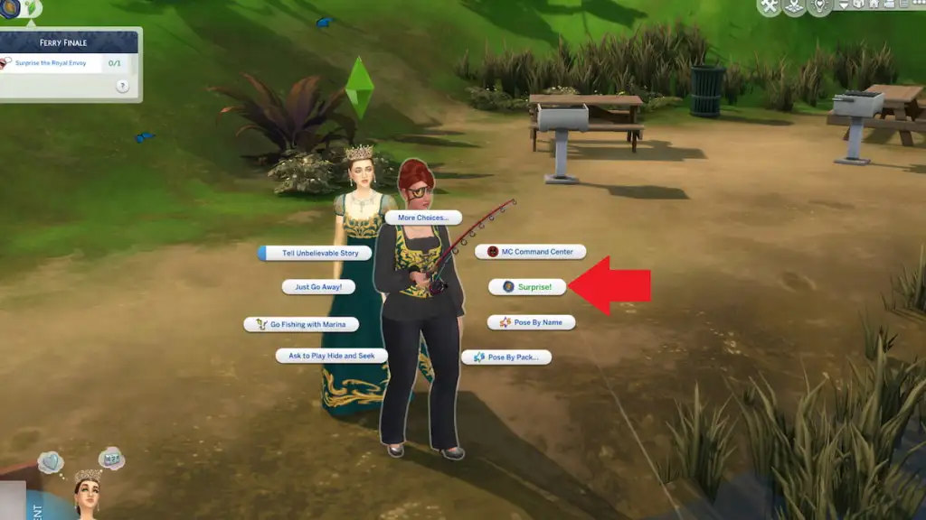 opção surpresa marcada no enviado real no sims 4