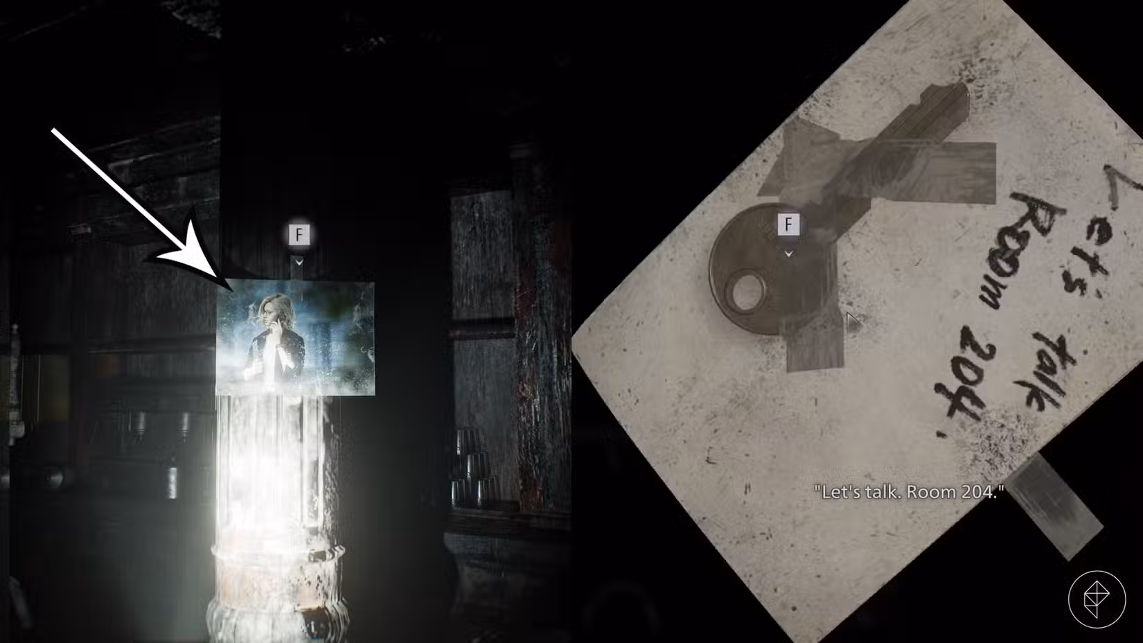 Uma foto de Grace com a chave necessária para chegar ao quarto 204 em Resident Evil Requiem.