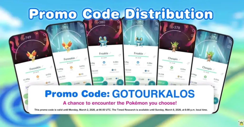 uma captura de tela do vídeo do 30º aniversário do Pokémon mostrando vários smartphones com Fennekin, Froakie e chespin no Pokémon Go
