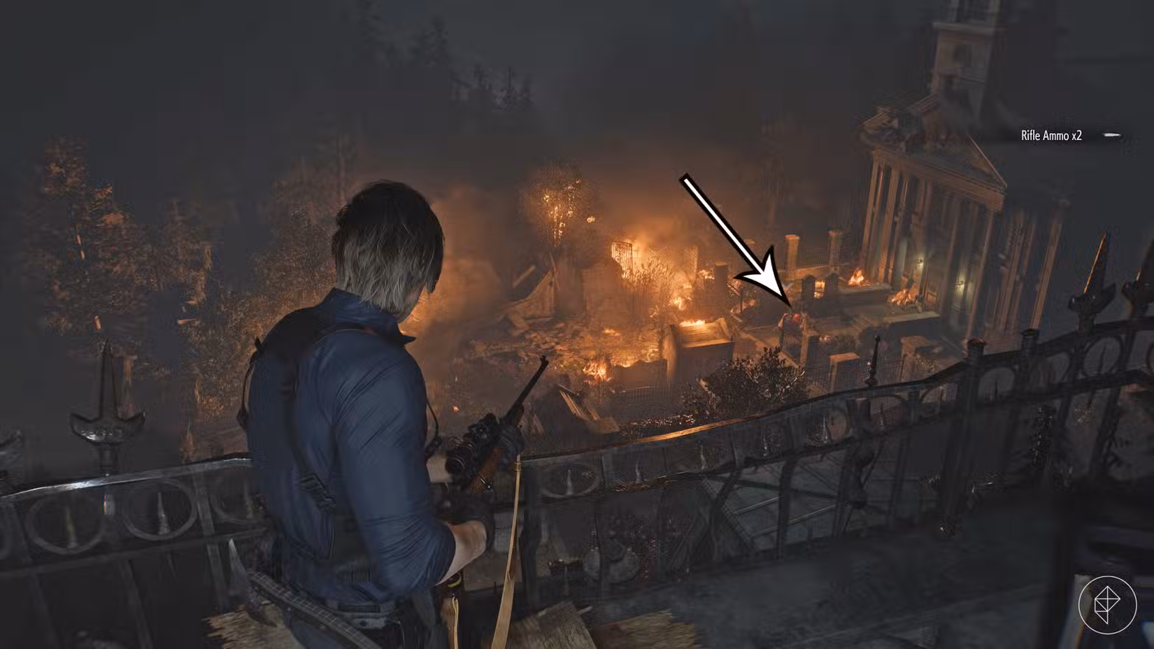 Leon atira zumbis tentando atacar Grace em Resident Evil Requiem.