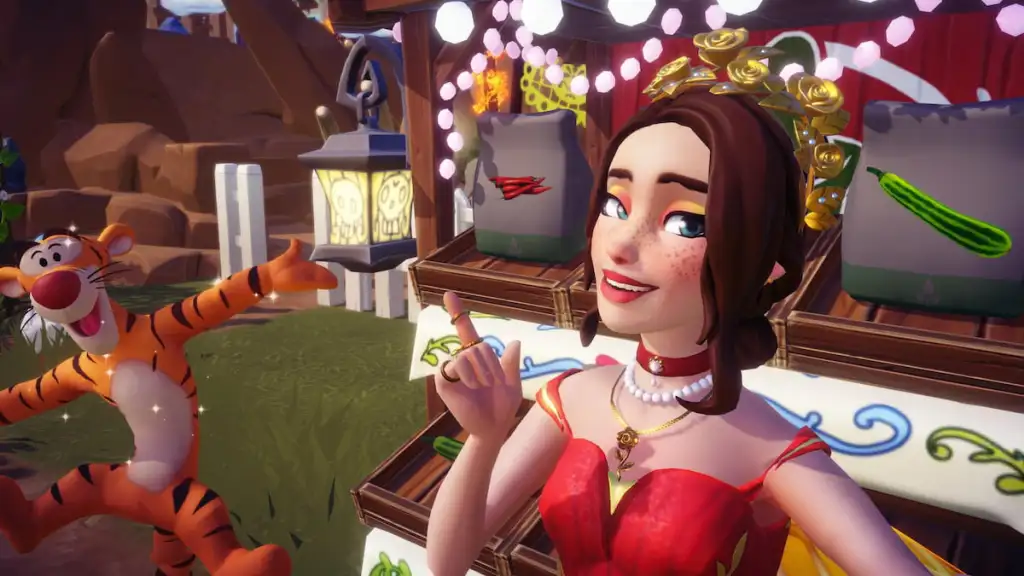 Apontando para sementes de pimenta no Disney Dreamlight Valley