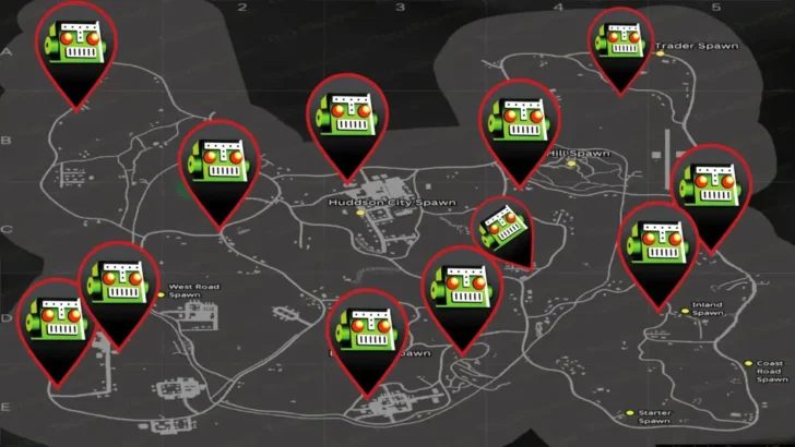 Localizações de cães em HumanitZ