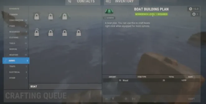 Plano de construção de barco em Rust