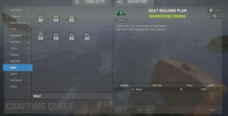 Plano de construção de barco em Rust
