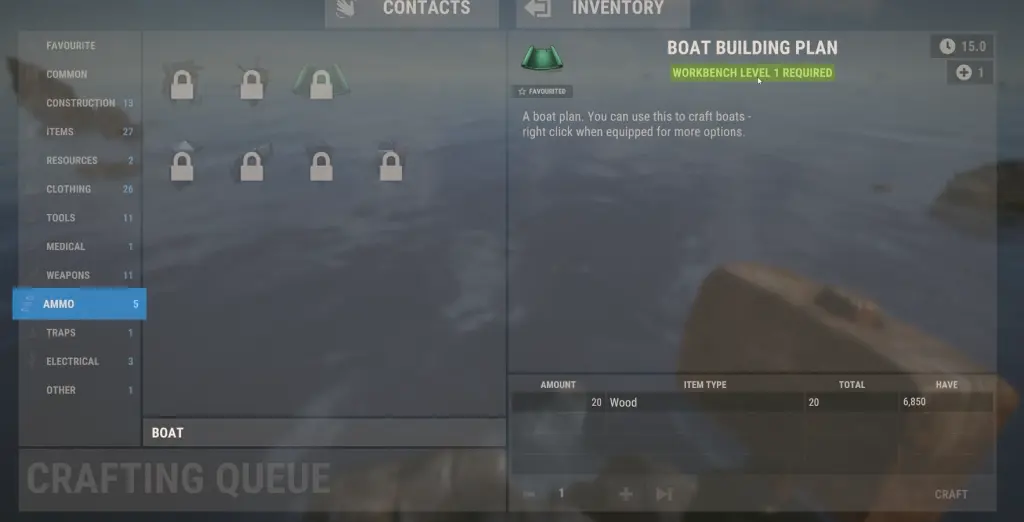 Plano de construção de barco em Rust