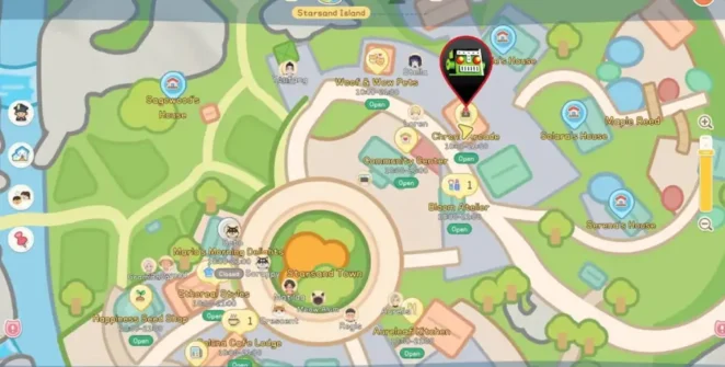 Localização do mapa Gachapon na ilha starsand