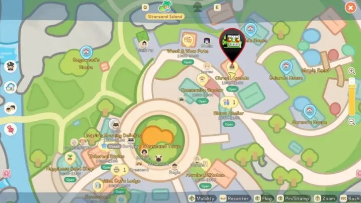 Localização do mapa Gachapon na ilha starsand