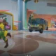 Uma equipe correndo em comboio de ônibus em rivais da Marvel