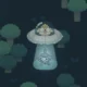 Porco em um OVNI sequestrando um cachorro no meio de uma floresta