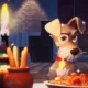 Jogador assistindo a Dama e o Vagabundo dividirem espaguete no Disney Dreamlight Valley