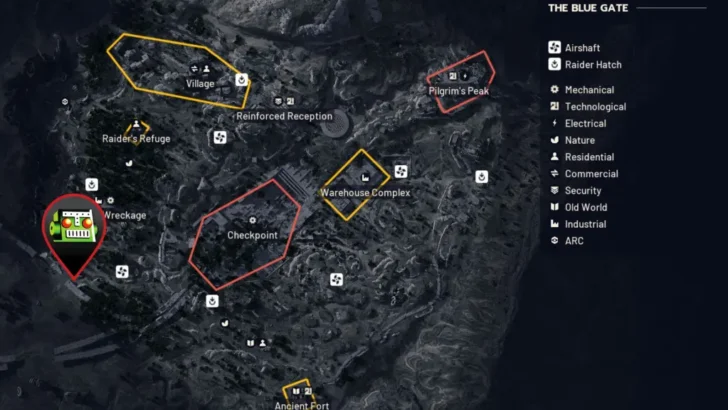 Localização do abrigo de Bilguun em ARC Raiders