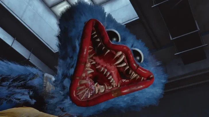 Huggy Wuggy jumpscare de perto no Poppy Playtime Capítulo 5