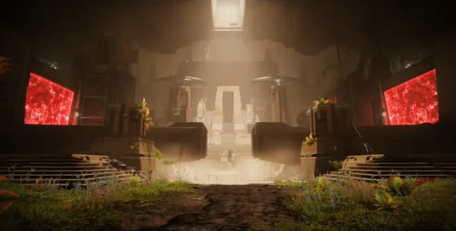O interior do Templo Praxic na masmorra Equilibrium em Destiny 2.