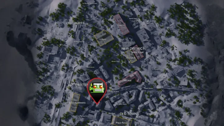 Localização do piano em Buried City em ARC Raiders