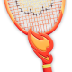 The Flame Racket de Mario Tennis Fever, mostrando uma raquete de tênis vermelha e amarela.