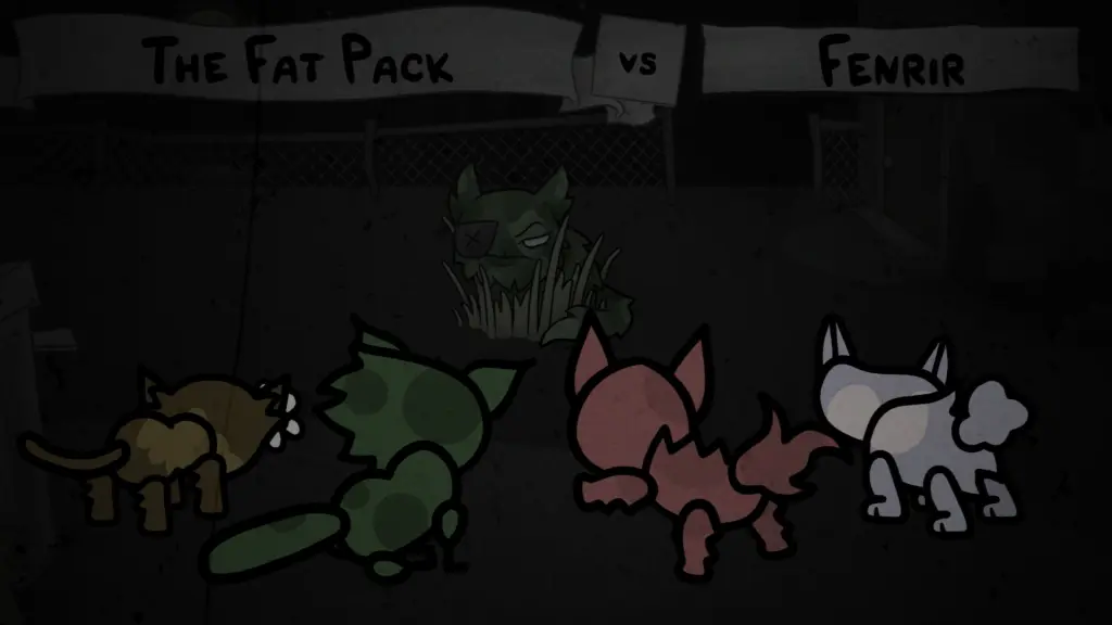 Gatos lutando contra um chefe em Mewgenics