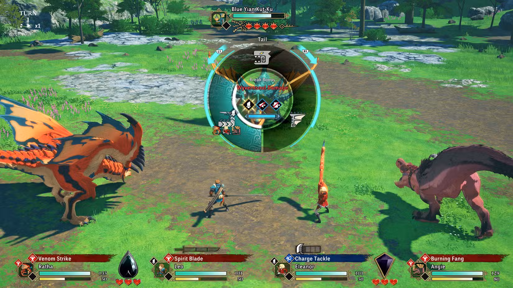 Uma batalha de Monster Hunter Stories 3