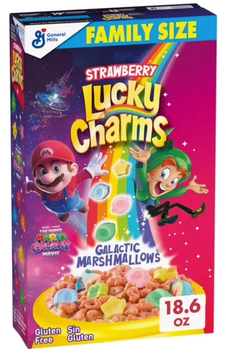 Cereal Lucky Charms, The Super Mario Galaxy Movie, Morango, Tamanho Família, 18,6 onças