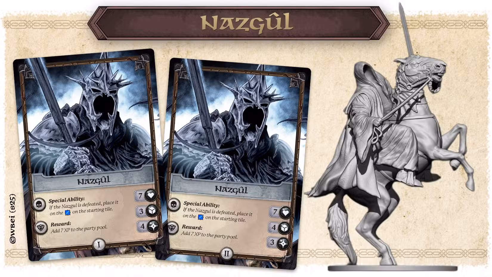 Cartas para os Nazgul e uma miniatura de Inimigos da Terra Média
