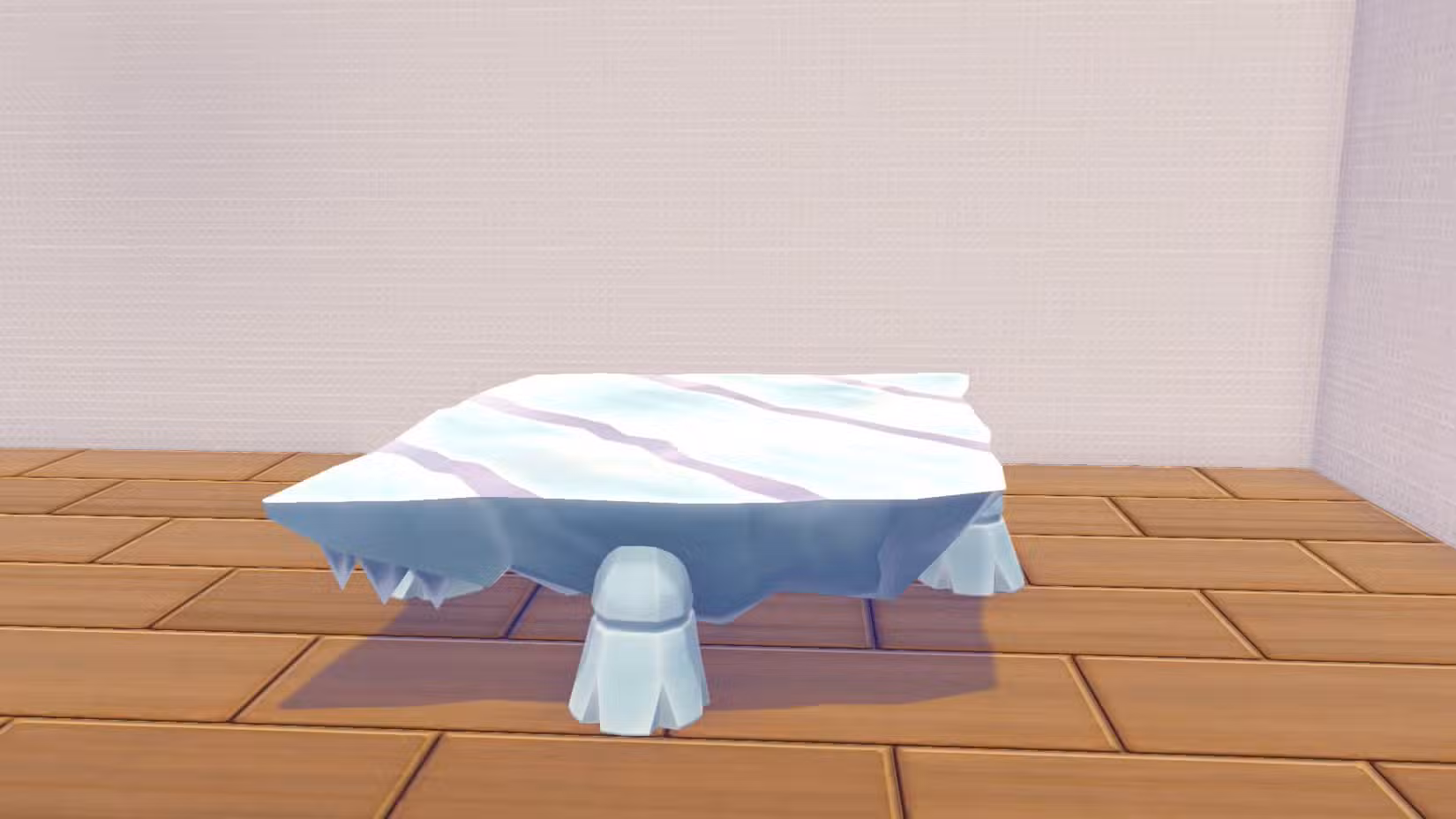 Uma mesa que lembra um Avalugg em Pokopia