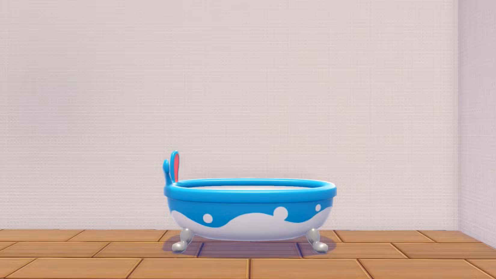 Uma banheira modelada a partir de um Azurill em Pokopia.